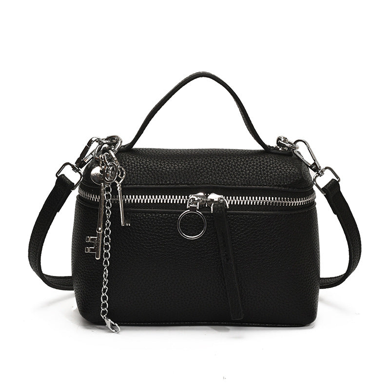 Lychee pattern hand carry box bag women 2025 new fashion temperament messenger bag simple casual work commuter bag