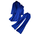 Autumnew arrival lazy looseknittingsuit women's long shawl cardigan + turtleneck sweater + loose pants three-piece set