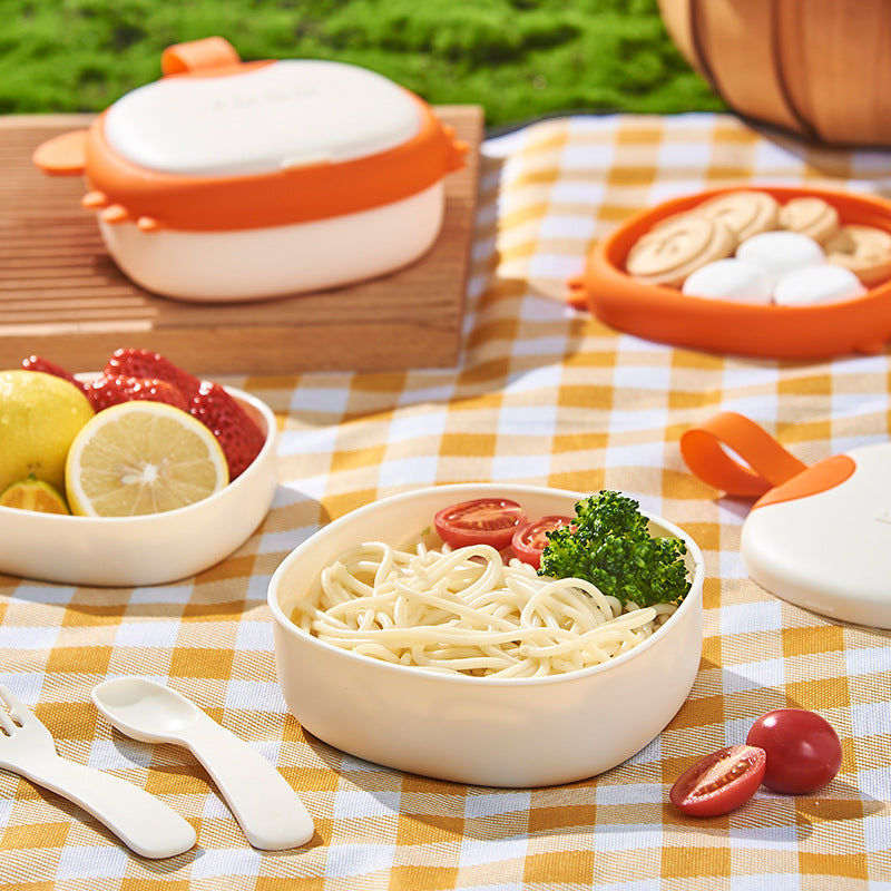 Baby food bowl training spoon set - safe, spill-proof, and anti-scald silicone feeding dishes for independent eating