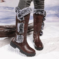 exportwinter suede knight boots fur snow boots women's plus sizethick soleknee high boots thick heel heattech cotton shoes
