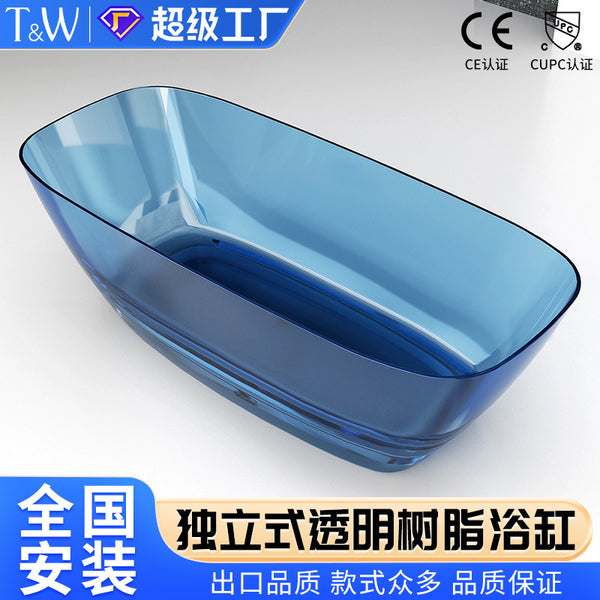 Travel Transparent Freestanding Bathtub Oval Resin Color Crystal Home Bed and Breakfast Bathtub Factory Direct Sales
