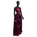 European and american cross-border women's clothing:  summer new arrival - elegant printed halter neck ruffle top and midi skirt set