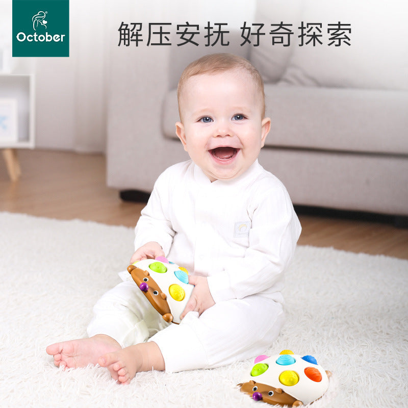 Cross-border baby baby finger silicone pressing soothing hedgehog bubble music children's decompression and decompression artifact toy