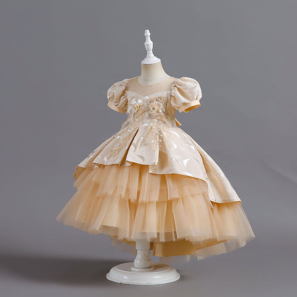 Export children's clothing trailing princess dress sequin pattern wedding dress evening dress christmas holiday dress girl dress