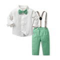 kidsautum new product kids clothing k-style boys suit cotton long sleeves white shirt overalls first birthday dress
