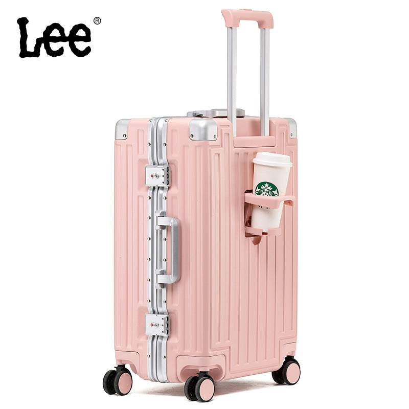 Lee suitcase female business suitcase male brand aluminum frame trolley case silent wheel leather case password box anti-drop
