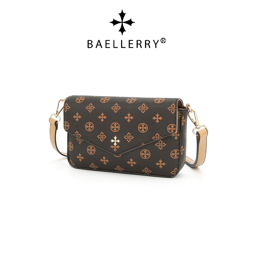 baellerry2023 new women's messenger bag European and American retro printing suction buckle shoulder bag versatile small square bag