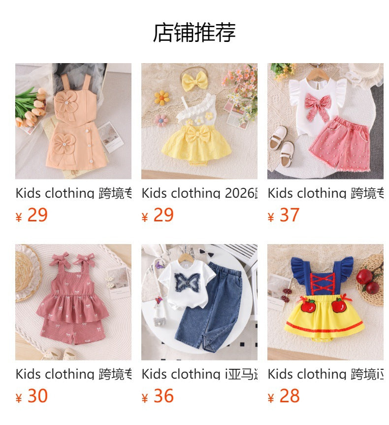 Kids clothing  cross-border new arrivalfashion spring & fallgirl white vest + red pants children's clothing