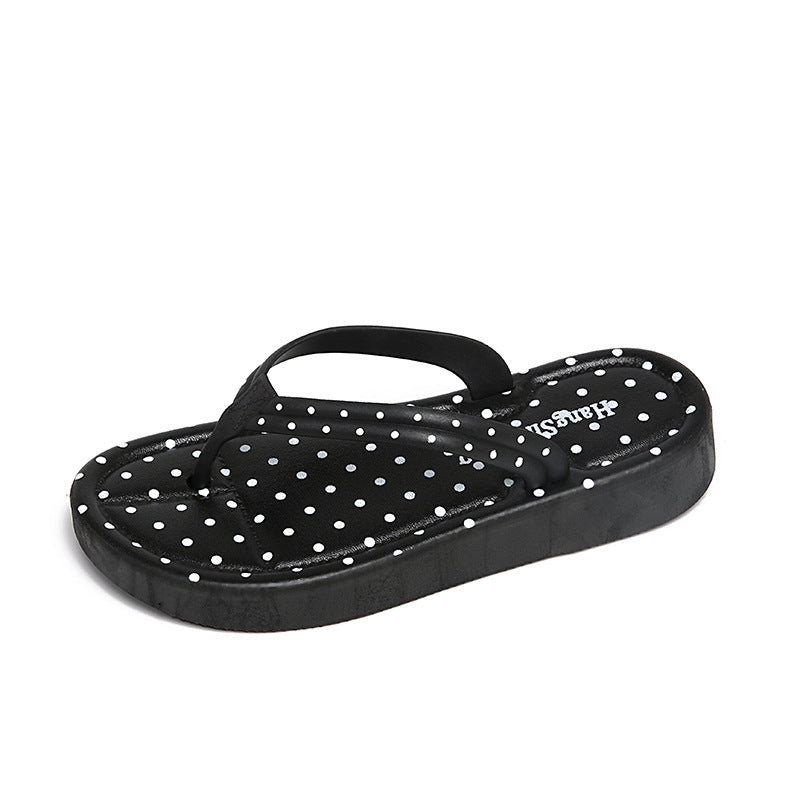 Thick sole flip-flops women's outwearsummernew arrival polka dot casual style with skirt dopamine beach sandals