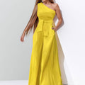 cross-border e-commerce women's fashion: european and american summer new arrivals - stylish and elegant solid color one-shoulder tie-up wide-leg jumpsuit