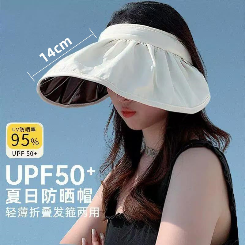 Summer sun protection visor hat shell hat beach hat UV protection face cover empty top sports sun hat adjustment headband