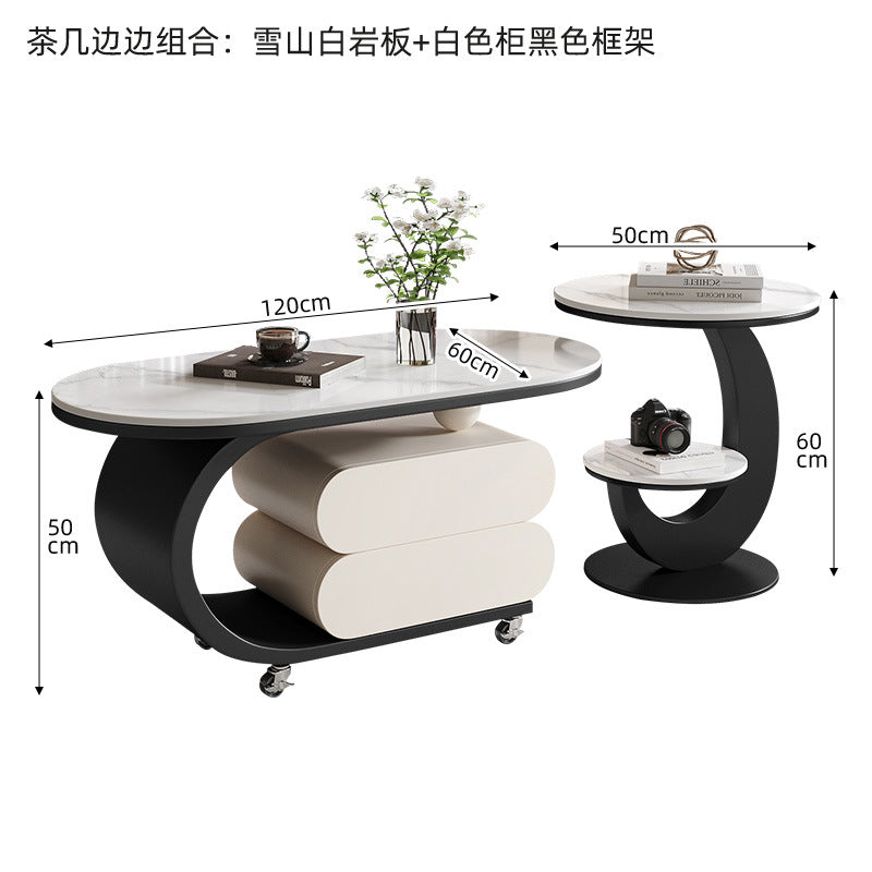 Modern minimalist sintered stone removable coffee table set - italian-inspired light luxury artistic coffee table for small living rooms