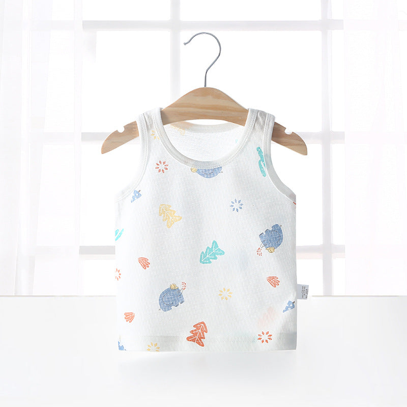 Baby vest summer strawberry ultra-thin style kids baby girl boy mesh sleeveless breathable undershirt belly protector