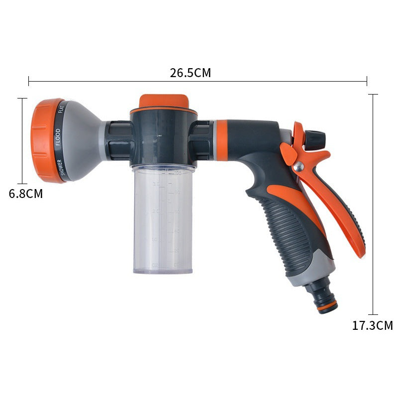 8 Functions Glue-coated foam water gun Garden car wash water gun Gardening watering nozzle Pet shower