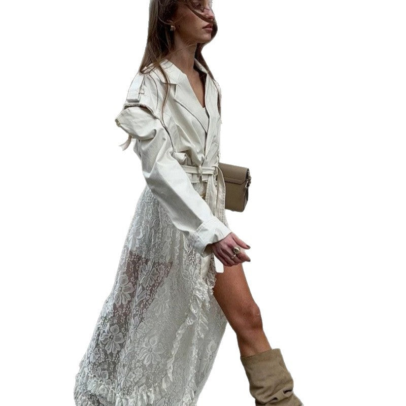 Forest style new arrival  lace skirt sense of design asymmetrical long skirt insruffles long skirt