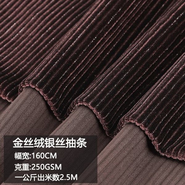 Silver strips golden velvet fabric high elastic sportswear dance clothes homewear pit strips bright silk flannel fabric