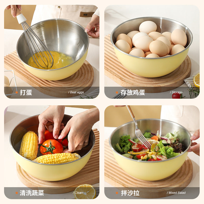 304 stainless steel colored kitchen sink bowl - ideal for washing vegetables, mixing dough, whisking eggs, salad, baking, and food preparation. straight-sided bowl