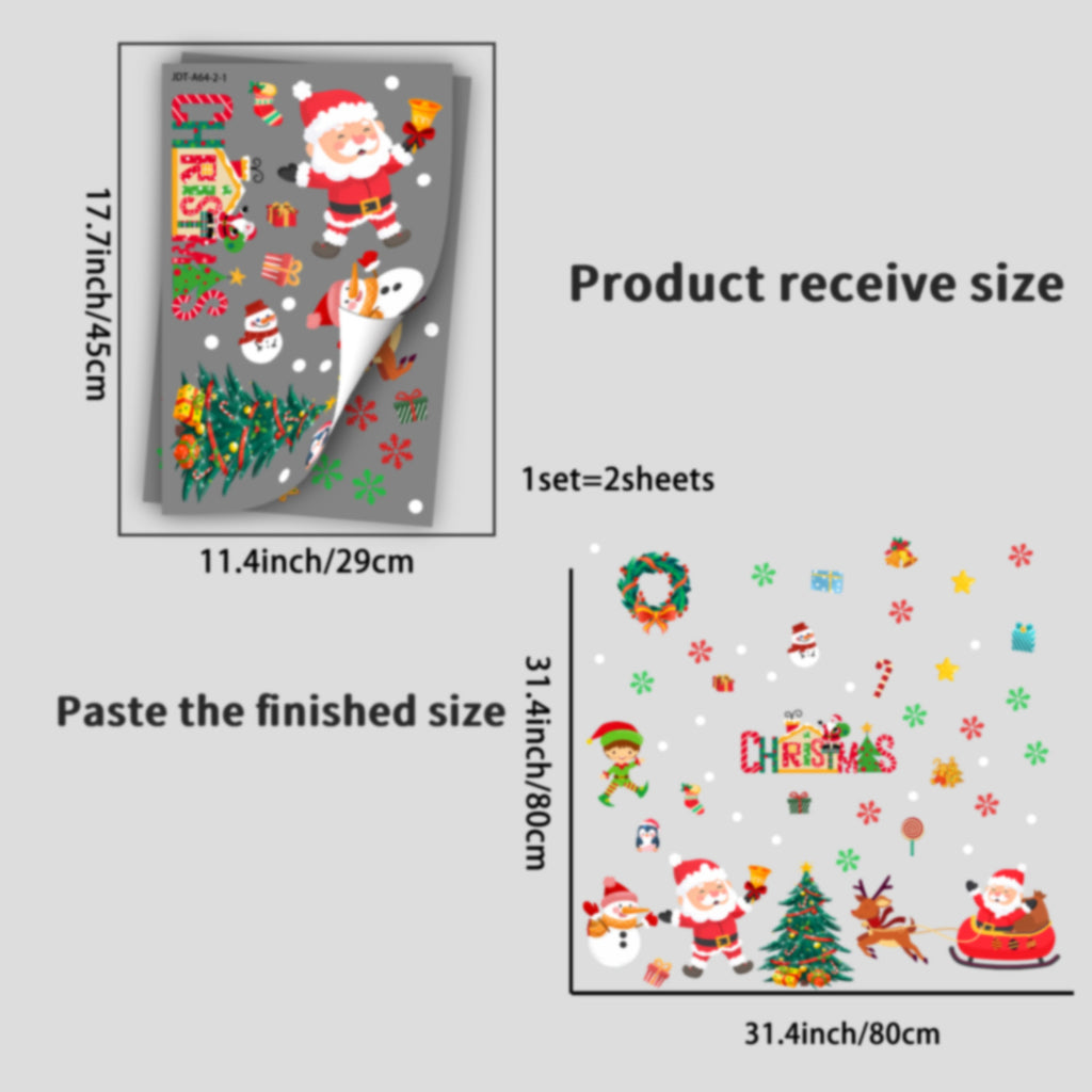 Cross-border Christmas sticker wall sticker Santa Claus snowman elk glass window decoration sticker glue-free static sticker