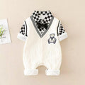 Newborn infant spring/autumn double-layer romper - baby boy/girl gentleman style outfit for spring and autumn, perfect for crawling and outdoor wear