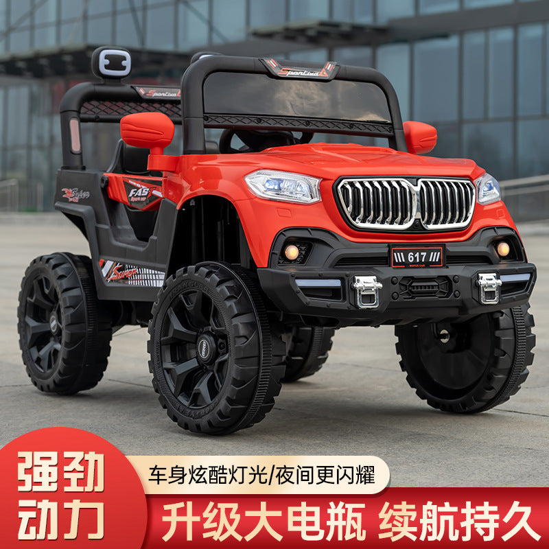 Manufacturer wholesale four-wheel drive toy car can sit double seat remote control off-road stroller, children's electric vehicle four-wheeled car