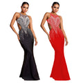 C7122 cross-border   fashionable women's bodycon mermaid rhinestone backless dress