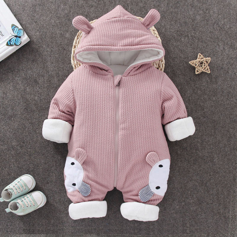 Baby winter mimi rabbit onesie - unisex baby outfit, thickened warm romper, newborn winter cotton jumpsuit