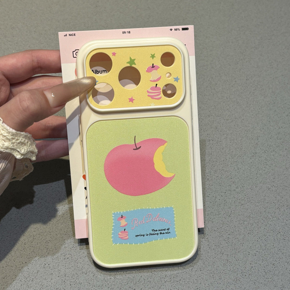 Suitable for apple 17promax mobile phone case, contrasting color large window, fresh cartoon fruit iphone18 anti-fall soft case