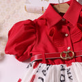 Girls' printed princess dress - red, stylish baby outfit, foreign trade chiffon, little girl's clothing, children's skirt, cross-border e-commerce
