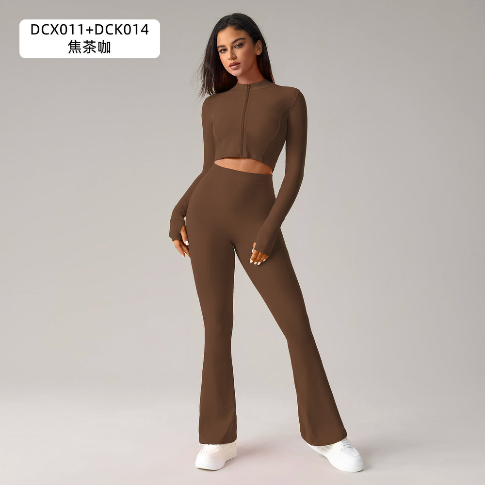 fashion tight butt lifting fitness yoga pants zipper long sleevesjacket push-up sports bra yoga suit