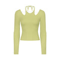 Vertical ribbed 2.0 sexy halter dance sports long sleeves silmslimming look pilates yoga clothes daw027