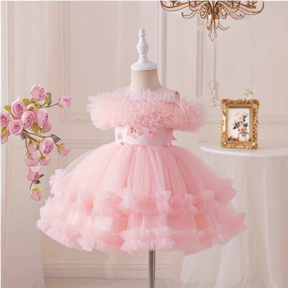 new arrival in-stock tulle evening dress princess dress girls' piano performance dress flower girl dress