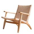 Scandinavian solid wood rope lounge chair single sofa chair b&b hotel lazy chair balcony casual saddle chair reading chair