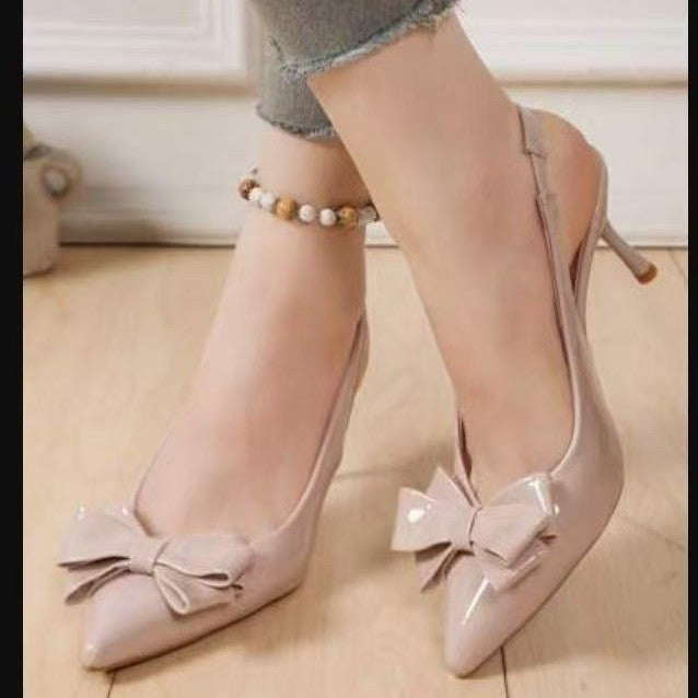 Fashioneasiest for match pointed toe stiletto sandals bows stiletto back strap women's sandals bows leather cross-border