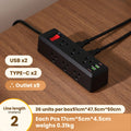 Us standard power strip with overload protection, 125v usb charging port - compatible with us and canadian outlets