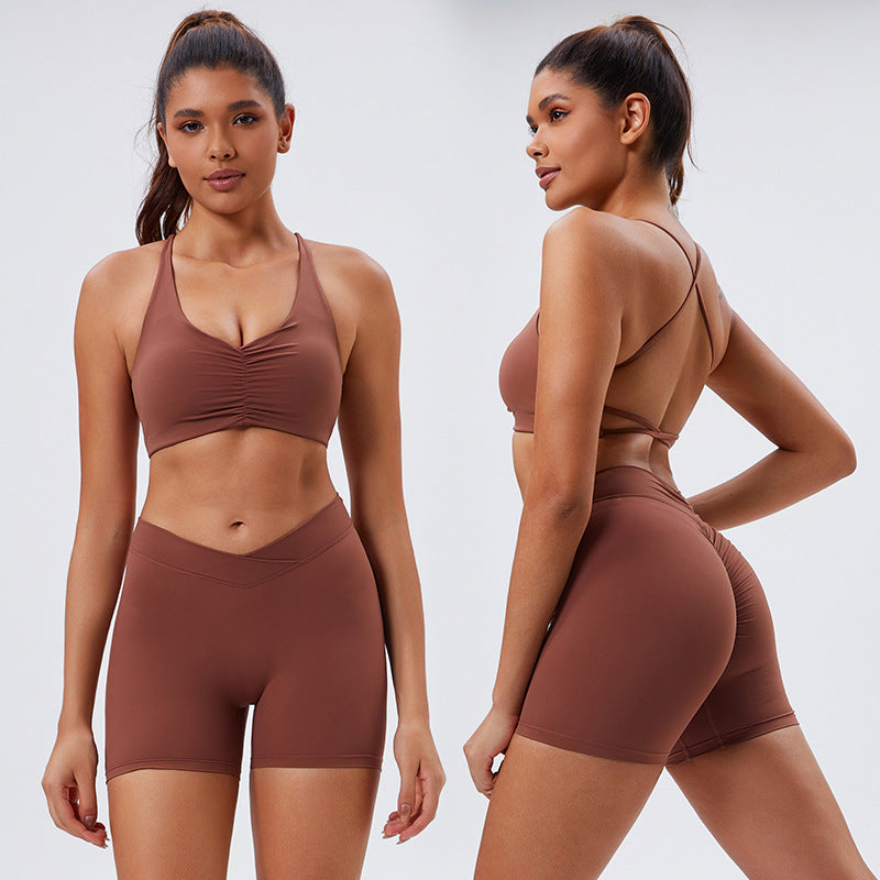 European and american cross-border fitness "barely there" butt-lifting yoga set - two-piece, beautiful back, running, outdoor sports, customizable women's activewear