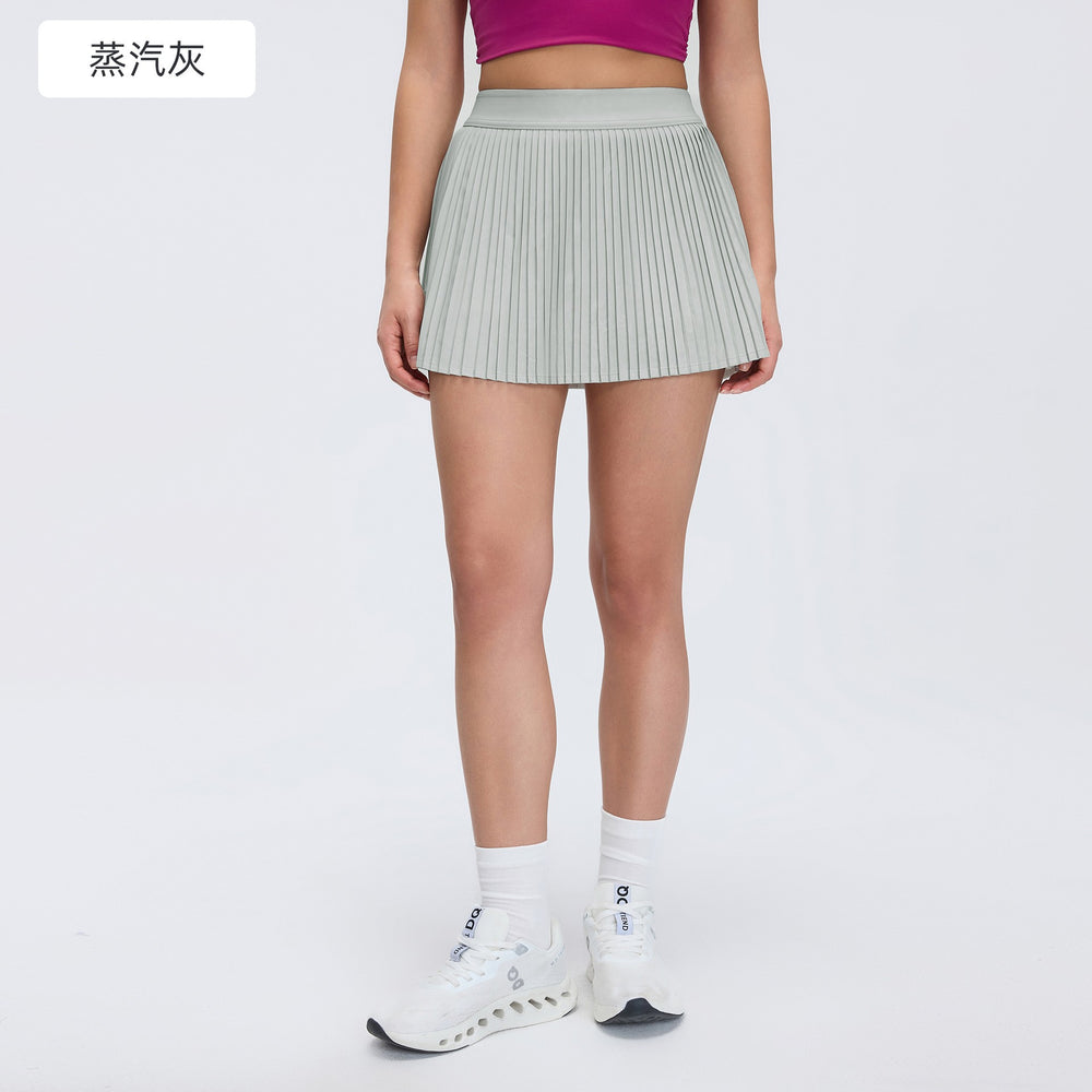 Ice-feeling breathable outdoor sports skirt for women with lining fashion tape tennis skirt yoga fitness skirt d25008