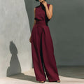 cross-border e-commerce european and american women's clothing: new summer fashion cotton linen sleeveless turtleneck long pants casual set for women