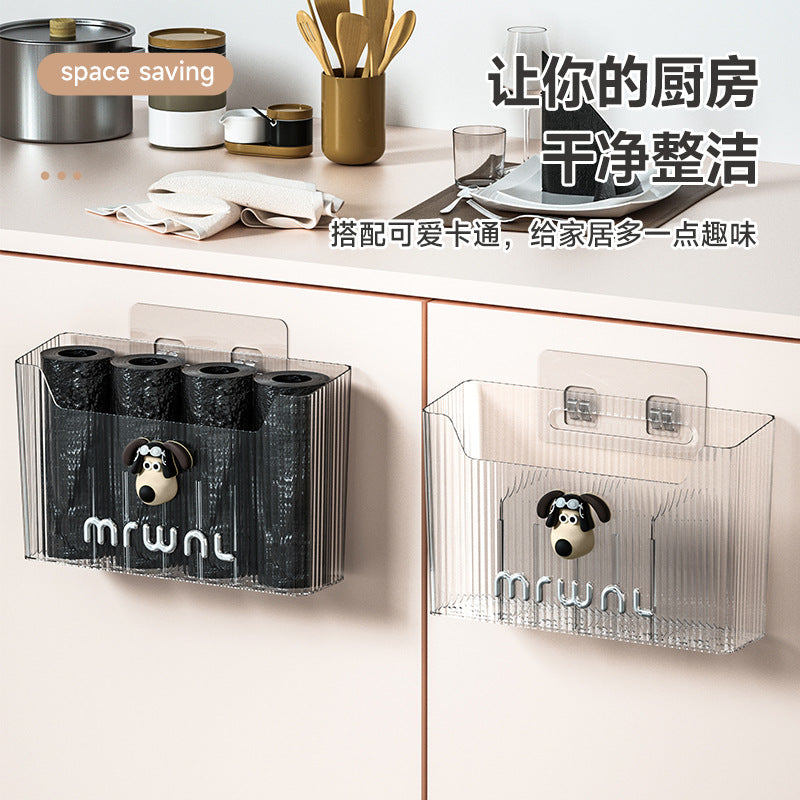 Garbage bag storage handy gadget large capacity kitchen cabinet door wall-mounted garbage bag storage rack plastic bag extraction box