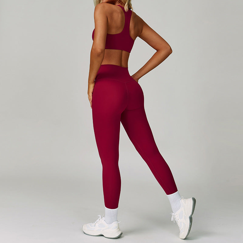 Summer cross-border barely-there yoga set - backless, tight-fitting, quick-dry activewear - outdoor sports running three-piece set 9300