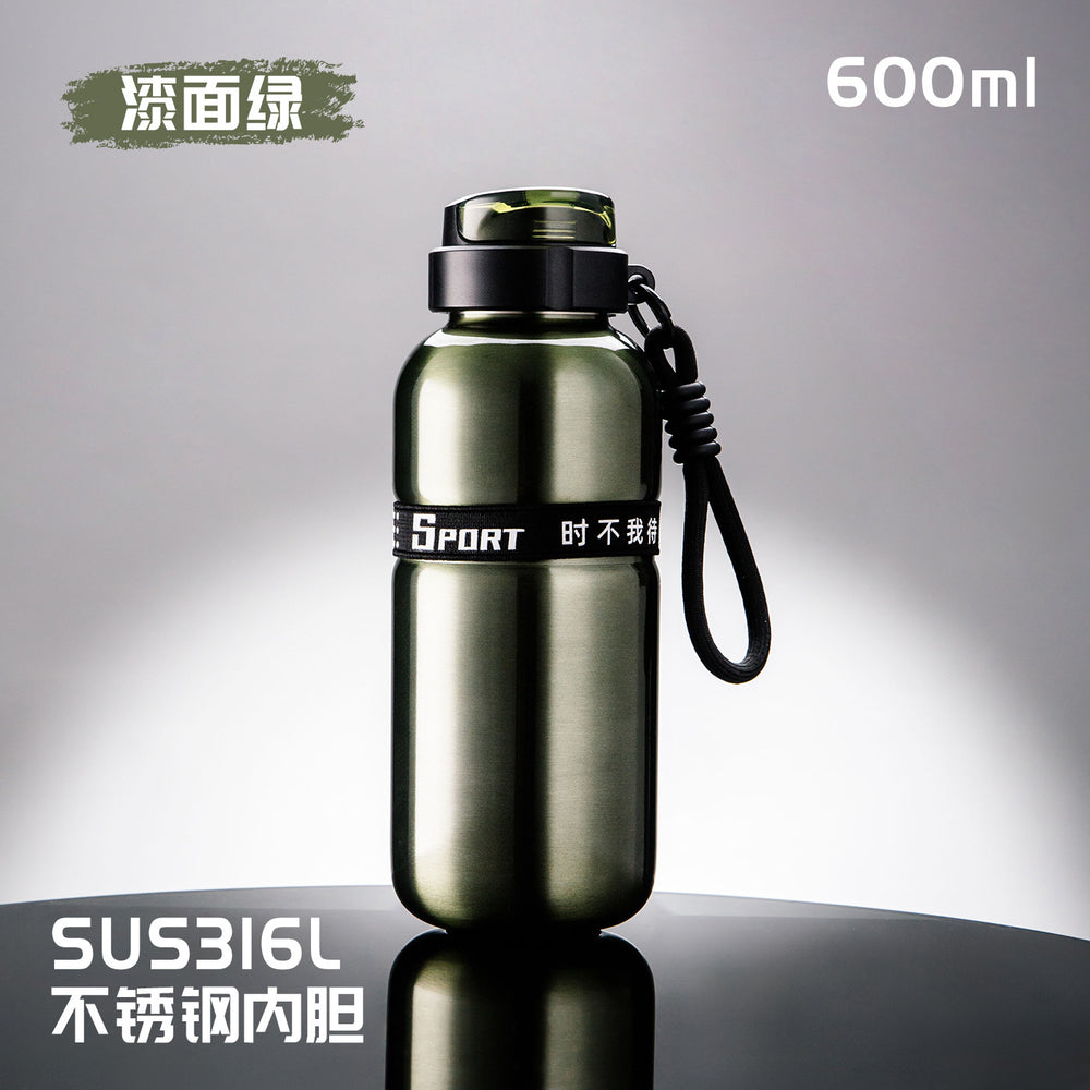 High-style 316 stainless steel dual-drink insulated tumbler with outdoor cycling handle – one-hand open, keeps drinks hot or cold