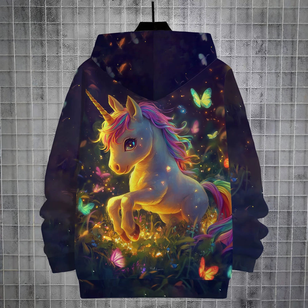 Kids' hoodie jacket, cross-border hot seller: cute cartoon print fashion zip-up hoodie for girls, dropshipping available