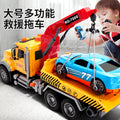 Boys' trailer toy crane - kids' car crane flatbed tow truck - engineering transport rescue vehicle with lights and sounds