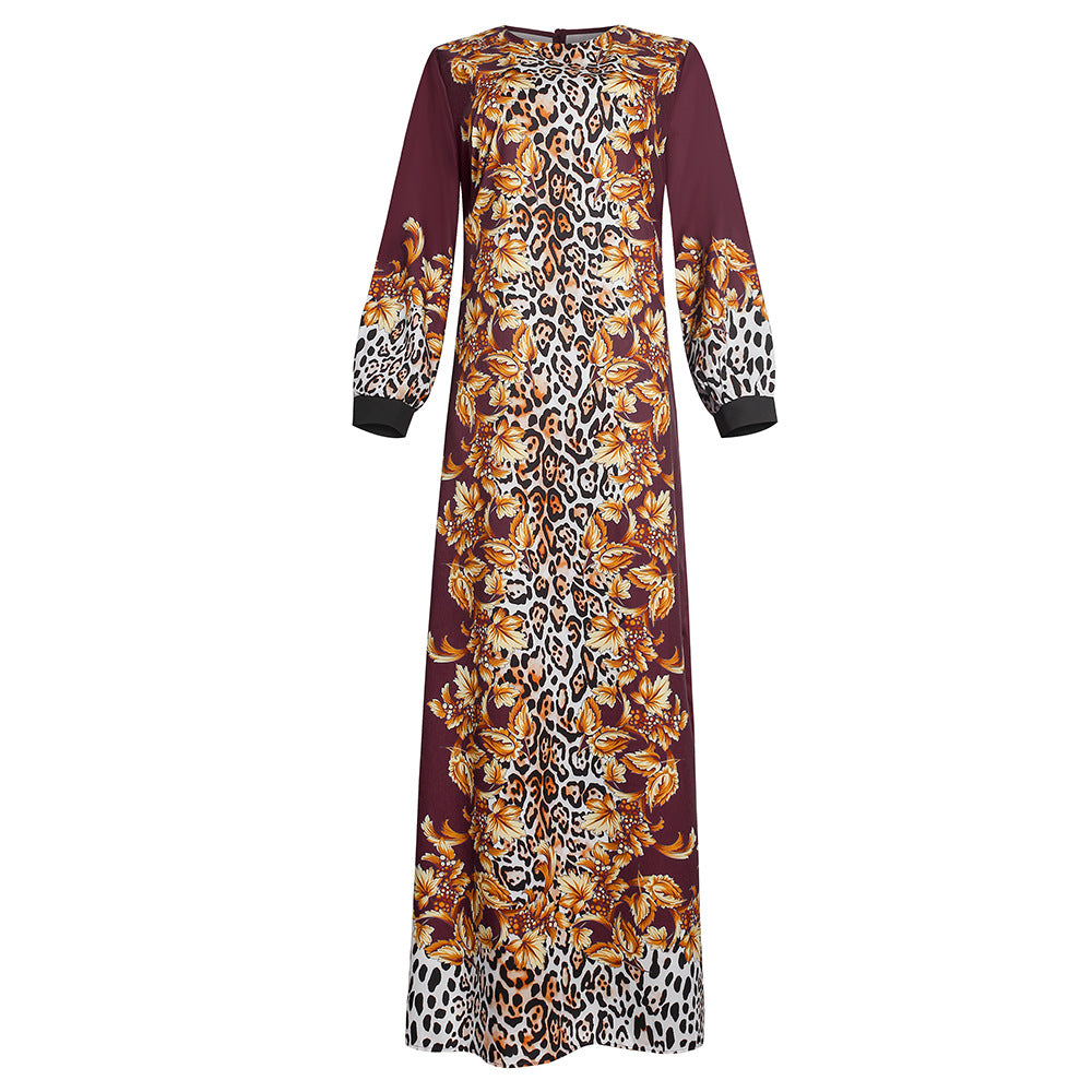 Robe african plus size women's stylish tiger head pattern street facing pullover printingdressflap pocket pants