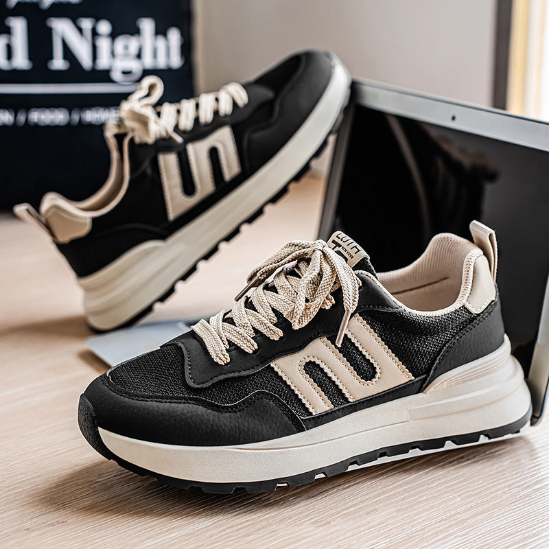 Men's shoes 2025 new winter mesh breathable versatile casual sneakers men's running chunky sole student dad shoes