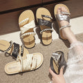 2025 beach new pearl french style sandals women's outdoor wear fairy style summer fashion versatile one-strap slippers women