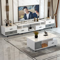 Six draws + coffee table 1.2x60 rounded corners warm body white stone pattern