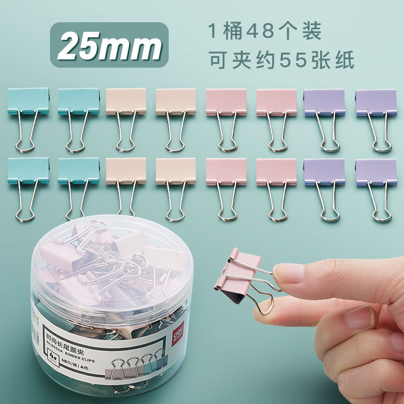 Deli long tail clip mixed large color ticket clip swallow tail clip small clip fish tail clip 15mm iron clip wholesale