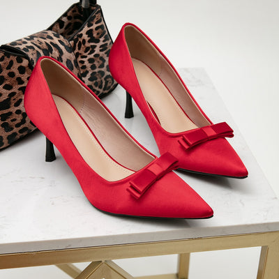 Women's satin pumps for weddings & banquets - elegant, comfortable, and stunning high heels - new autumn 2024 collection