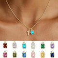 Amazon cross-border water drop birthstone fashionclassy sense casual design elegance clavicle necklace summer clavicle chain