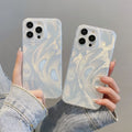 New ins-style feather yarn silver apple 16 pro creative phone case iphone 14/13 laser hard protective cover